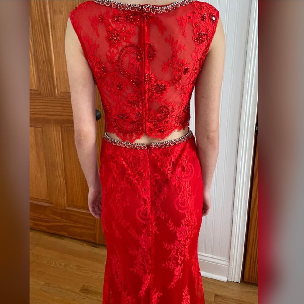 Red Two-Piece Prom Dress - Picture 4 of 4
